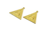 Brass Triangle Charm, 2 Raw Brass Triangle Charms With 1 Loop, Sun Findings, Sun Rising Findings (26x25x1.5mm) N2266