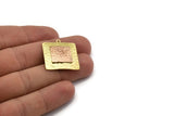 Brass Square Charm, Raw Brass And Raw Copper Square Charm With 1 Loop, Copper Charms, Mixed Material Findings (27x25x3mm) N2215