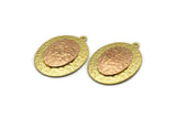 Brass Oval Charm, Raw Brass And Raw Copper Oval Charm With 1 Loop, Copper Charms, Mixed Material Findings (30x22x3.5mm) N2210