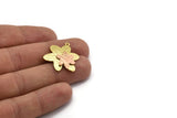 Brass Flower Charm, Raw Brass And Raw Copper Flower Charm With 1 Loop, Copper Charms, Mixed Material Findings (27x24x3.5mm) N2209
