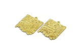 Brass Square Charm, Raw Brass Mountain And Tree Charm With 1 Loop, Flower Charms, Crescent Moon Charms, Findings (28x23x1.5mm) N2280