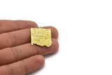 Brass Square Charm, Raw Brass Mountain And Tree Charm With 1 Loop, Flower Charms, Crescent Moon Charms, Findings (28x23x1.5mm) N2280