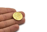 Brass Round Charm, Raw Brass Round Charm With 1 Loop, Yin Yang Findings, Sun Charms, Crescent Moon Charms (28x25x1.5mm) N2277