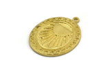 Brass Oval Charm, Raw Brass Oval Charm With 1 Loop, Sun Findings, Sun Rising Findings (29.5x23x1.5mm) N2227