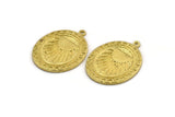 Brass Oval Charm, Raw Brass Oval Charm With 1 Loop, Sun Findings, Sun Rising Findings (29.5x23x1.5mm) N2227