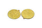 Brass Round Charm, Raw Brass Crescent Moon And Star Charm With 1 Loop, Findings (28x25.5x1.5mm) N2224