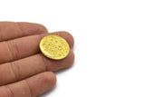 Brass Round Charm, Raw Brass Crescent Moon And Star Charm With 1 Loop, Findings (28x25.5x1.5mm) N2224