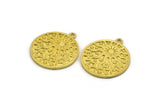 Brass Round Charm, Raw Brass Sun And Star Charm With 1 Loop, Findings (29x25.5x1.5mm) N2270