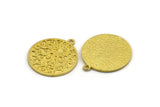 Brass Round Charm, Raw Brass Sun And Star Charm With 1 Loop, Findings (29x25.5x1.5mm) N2270