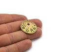 Brass Round Charm, Raw Brass Sun And Star Charm With 1 Loop, Copper Sun Charms, Black Painted Brass, Findings (29x25.5x1.5mm) N2272