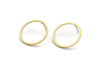 25mm Circle Earring, 8 Raw Brass Circle Stud Earrings (25x1x1mm) A3769 A5548
