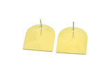 D Shape Earring, 4 Raw Brass D Shaped Stud Earrings, Findings (35x28x0.80mm) M355 A5589
