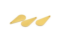 Gold Drop Charm, 4 Gold Plated Brass Drop Charms With 1 Hole, Earrings, Findings (27x12x1mm) D0820