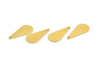 Gold Drop Charm, 4 Gold Plated Brass Drop Charms With 1 Hole, Earrings, Findings (27x12x1mm) D0820