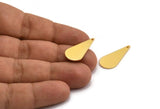 Gold Drop Charm, 4 Gold Plated Brass Drop Charms With 1 Hole, Earrings, Findings (27x12x1mm) D0820