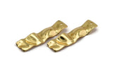 Gold Rectangle Charm, 4 Gold Plated Brass Wavy Rectangle Charms With 1 Hole, Earrings, Findings (36x10x0.60mm) D857