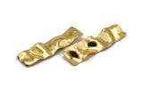 Gold Rectangle Charm, 4 Gold Plated Brass Wavy Rectangle Charms With 1 Hole, Earrings, Findings (36x10x0.60mm) D857
