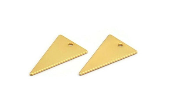 Gold Triangle Charm 4 Gold Plated Brass Triangle Charms With 1 Hole (23x13mm) BS 1722