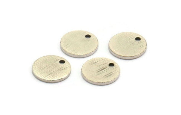 Silver Cabochon Tag, 24 Textured Antique Silver Plated Brass Cabochon Tags With 1 Hole, Stamping Tags (10x1mm) D1377 H0907