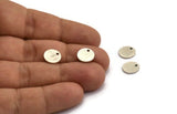 Silver Cabochon Tag, 24 Textured Antique Silver Plated Brass Cabochon Tags With 1 Hole, Stamping Tags (10x1mm) D1377 H0907