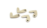 Silver Letter Charm, 25 Antique Silver Plated Brass V Shape Charms With 1 Hole, Findings (11x8x1mm) D1194