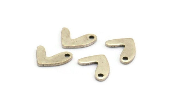 Silver Letter Charm, 25 Antique Silver Plated Brass V Shape Charms With 1 Hole, Findings (11x8x1mm) D1194