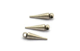 Silver Spike Charm, 8 Antique Silver Plated Brass Spike Tribal Pendants With 1 Loop (4x16mm) D1497