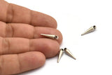 Silver Spike Charm, 8 Antique Silver Plated Brass Spike Tribal Pendants With 1 Loop (4x16mm) D1497