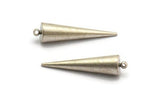 Silver Spike Charm, 2 Antique Silver Plated Brass Spike Tribal Pendants With 1 Loop (10x40mm) D1502