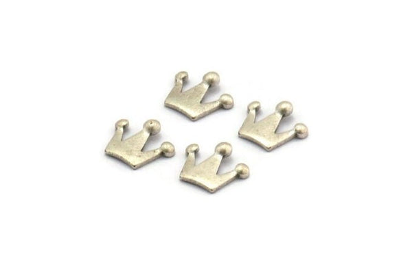 Silver Crown Bead, 50 Antique Silver Plated Brass King Crown Beads (9x8x0.80mm) D1376
