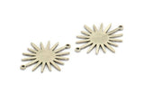 Silver Sunny Connector, 4 Antique Silver Plated Brass Sunny Connectors With 2 Loops (26.5x22x0.9mm) E039 H1073