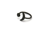 Universe Cosmos Ring, 3 Oxidized Black Plated Brass Moon And Planet Rings - Round Cabochon Size: 6mm N0127