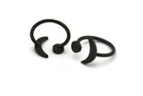 Universe Cosmos Ring, 3 Oxidized Black Plated Brass Moon And Planet Rings - Round Cabochon Size: 6mm N0127