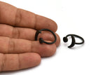 Universe Cosmos Ring, 3 Oxidized Black Plated Brass Moon And Planet Rings - Round Cabochon Size: 6mm N0127