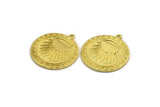 Brass Round Charm, Raw Brass Round Charm With 1 Loop, Sun Findings, Sun Rising Findings (28x25x1.5mm) N2251