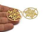 Brass Round Charm, 4 Raw Brass Round Shape Charms With 1 Loop, Charm Pendants (42x39x0.60mm) A5998