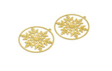 Brass Round Charm, 4 Raw Brass Round Shape Charms With 1 Loop, Charm Pendants (42x39x0.60mm) A5998