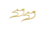 Brass Bird Charm, 24 Raw Brass Bird Shaped Charms With 1 Loop (15.5x31x0.60mm) A5653