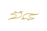 Brass Bird Charm, 24 Raw Brass Bird Shaped Charms With 1 Loop (15.5x31x0.60mm) A5653