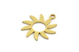 Brass Flower Charm, 12 Raw Brass Flower Shaped Charms With 1 Loop, Findings (22x19.5x0.80mm) A5686