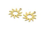 Brass Flower Charm, 12 Raw Brass Flower Shaped Charms With 1 Loop, Findings (22x19.5x0.80mm) A5686