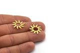 Brass Flower Charm, 12 Raw Brass Flower Shaped Charms With 1 Loop, Findings (22x19.5x0.80mm) A5686