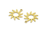 Brass Flower Charm, 12 Raw Brass Flower Shaped Charms With 1 Loop, Findings (22x19.5x0.80mm) A5686