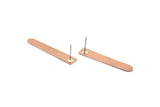Copper Bar Earring, 6 Raw Copper Rectangle Stud Earrings (35x6x0.80mm) M02395