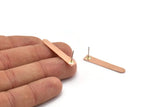 Copper Bar Earring, 6 Raw Copper Rectangle Stud Earrings (35x6x0.80mm) M02395
