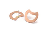 Copper Moon Earring, 8 Raw Copper Crescent Moon Stud Earrings (20x15x0.70mm) M615