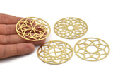 Brass Round Charm, Raw Brass Ethnic Motif Round Charm, Pendant Findings, Hanging Wall Decors, Tree Of Life (50x0.60mm) A5719