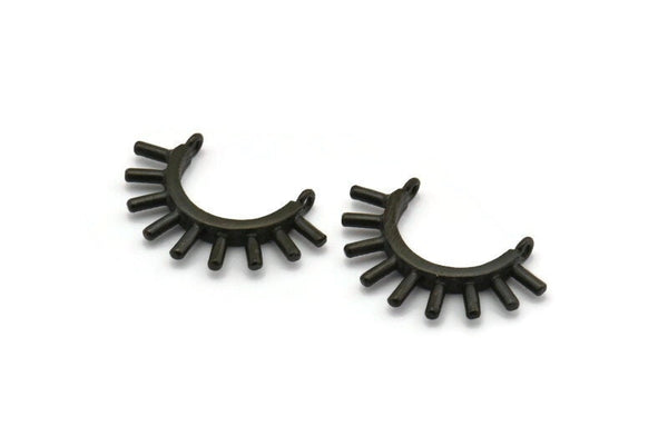Black Eyelash Charm, 2 Oxidized Black Brass Eyelash Pendants With 2 Loops, Pendants, Earrings (30x19mm) N1153 H1173