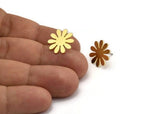 Brass Flower Earring, 6 Raw Brass Flower Shaped Stud Earrings (15x0.80mm) A5989