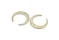 Silver Moon Charm, 8 Silver Tone Textured Brass Crescent Moon Charms With 2 Holes, Connectors (27x25x1mm) D0761 H0798
